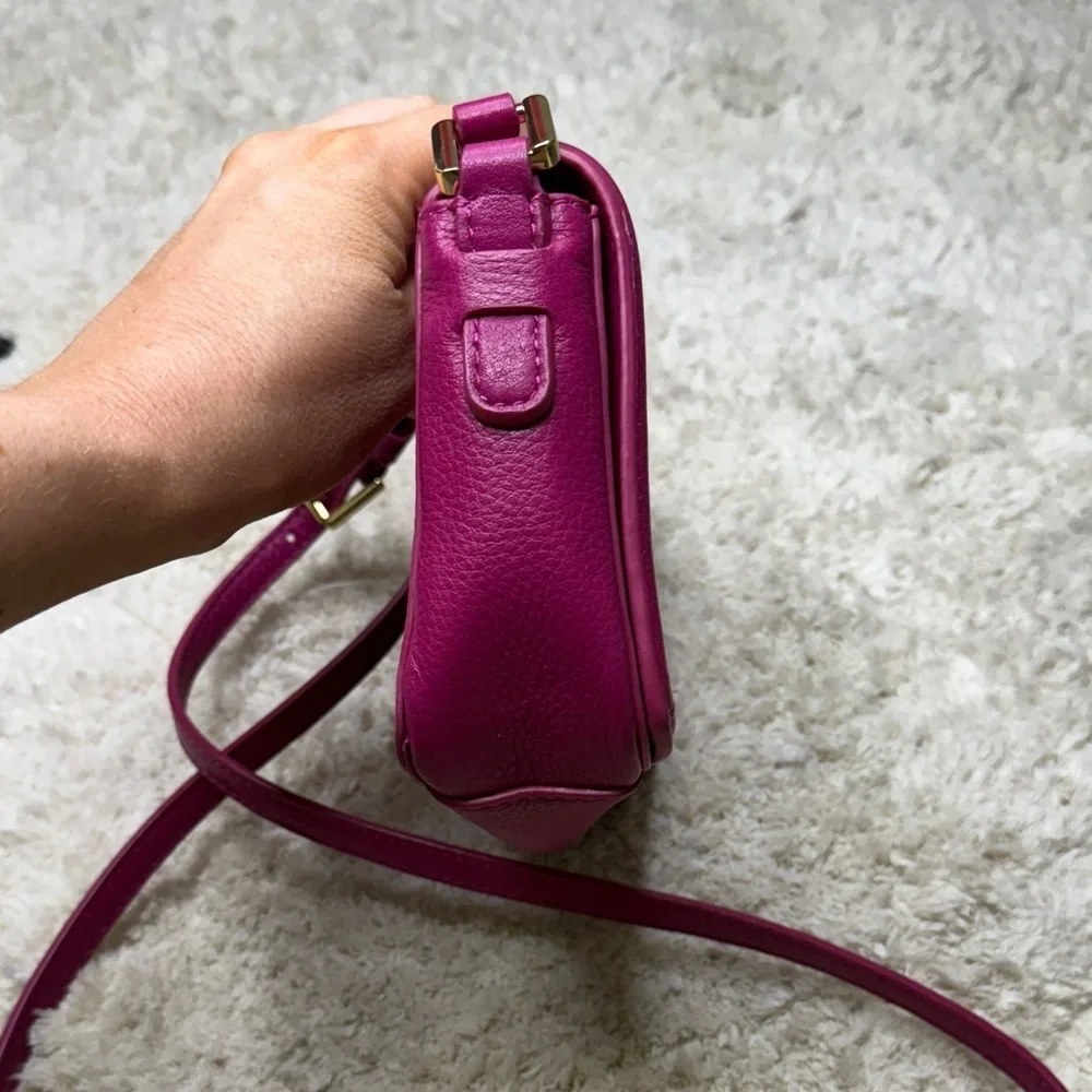 Tory Burch Fuchsia Landon Mini Pebbled Leather Crossbody